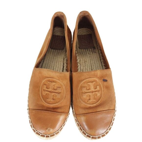 Tory Burch Women's US 7,5M Brown Leather Suede Flats Slip-On Espadrilles Shoes - Picture 3 of 16